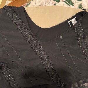 Black Sheer Top with Lace Details